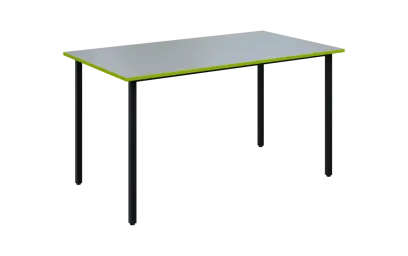 JSB 140N Jídelní stůl 1394 x 800 mm, deska šedá s hranou jarní zeleň / podnož černá